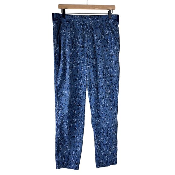 Athleta Blue Animal Printed Mid Rise Brooklyn Ankle Pants - Picture 2 of 6